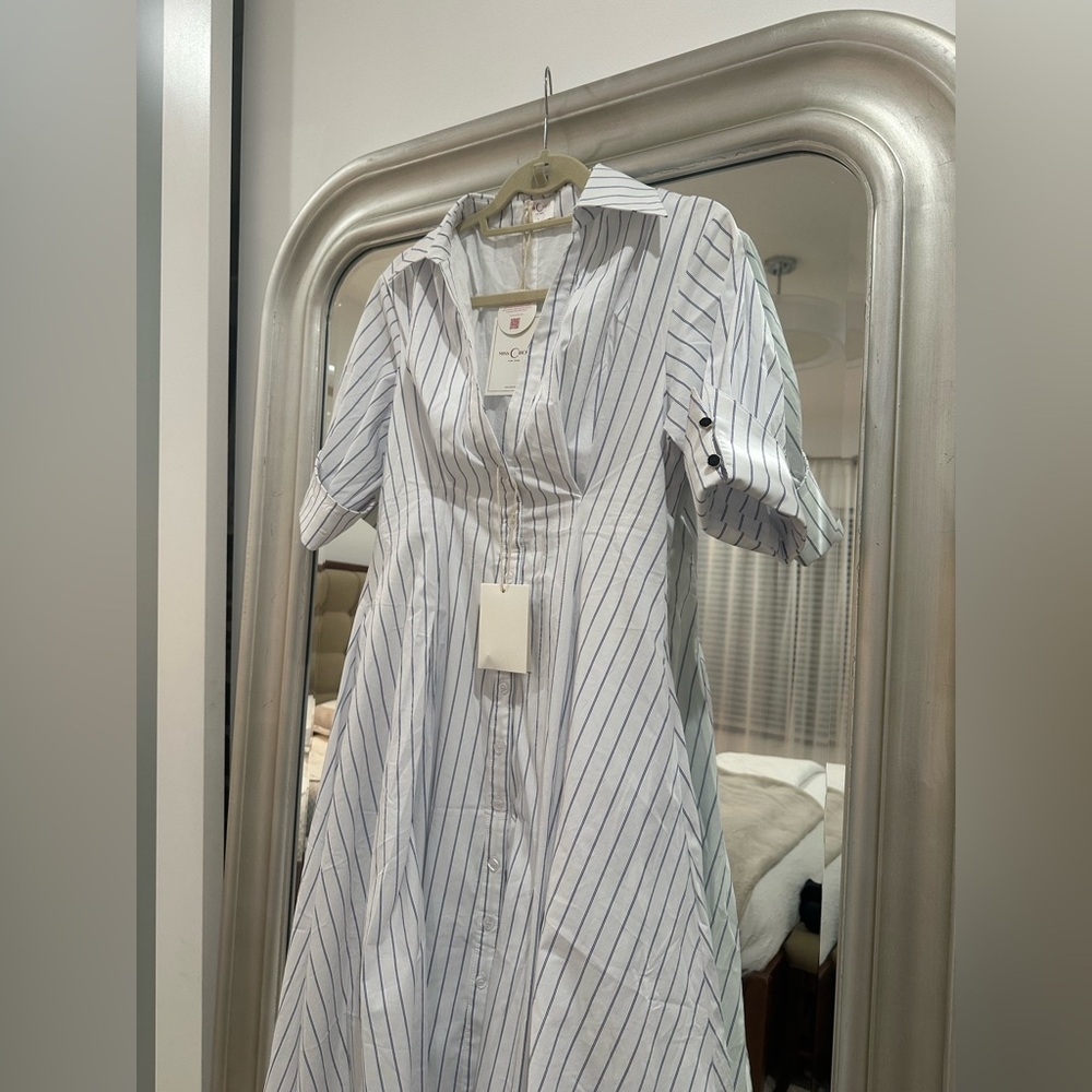 Miss Circle Cotton Poplin Pleated Midi Preppy Shirt Dress SOLD OUT ONLINE - Picture 8 of 15